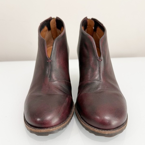 TRASK Tenley Wine Brush-Off Sheep Wedge Booties Leather 36-1273 Size 7 - Picture 4 of 13